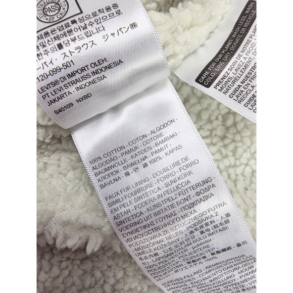 Levi's Relaxed Fit Light Wash Denim/Faux-Sherpa Lined Trucker Jacket Mens Size L - Picture 8 of 9